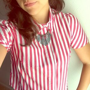 Striped High-Low Button Down Shirt